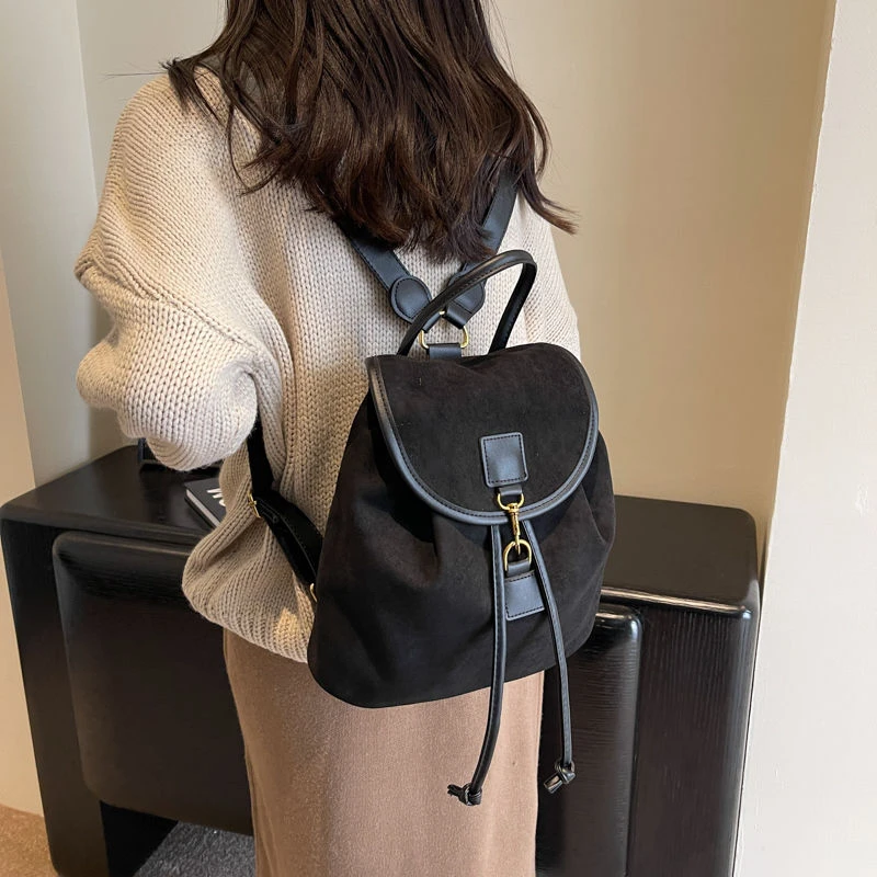 百搭小众双肩包2023新款包包女包时尚休闲简约高级感皮质学生背包