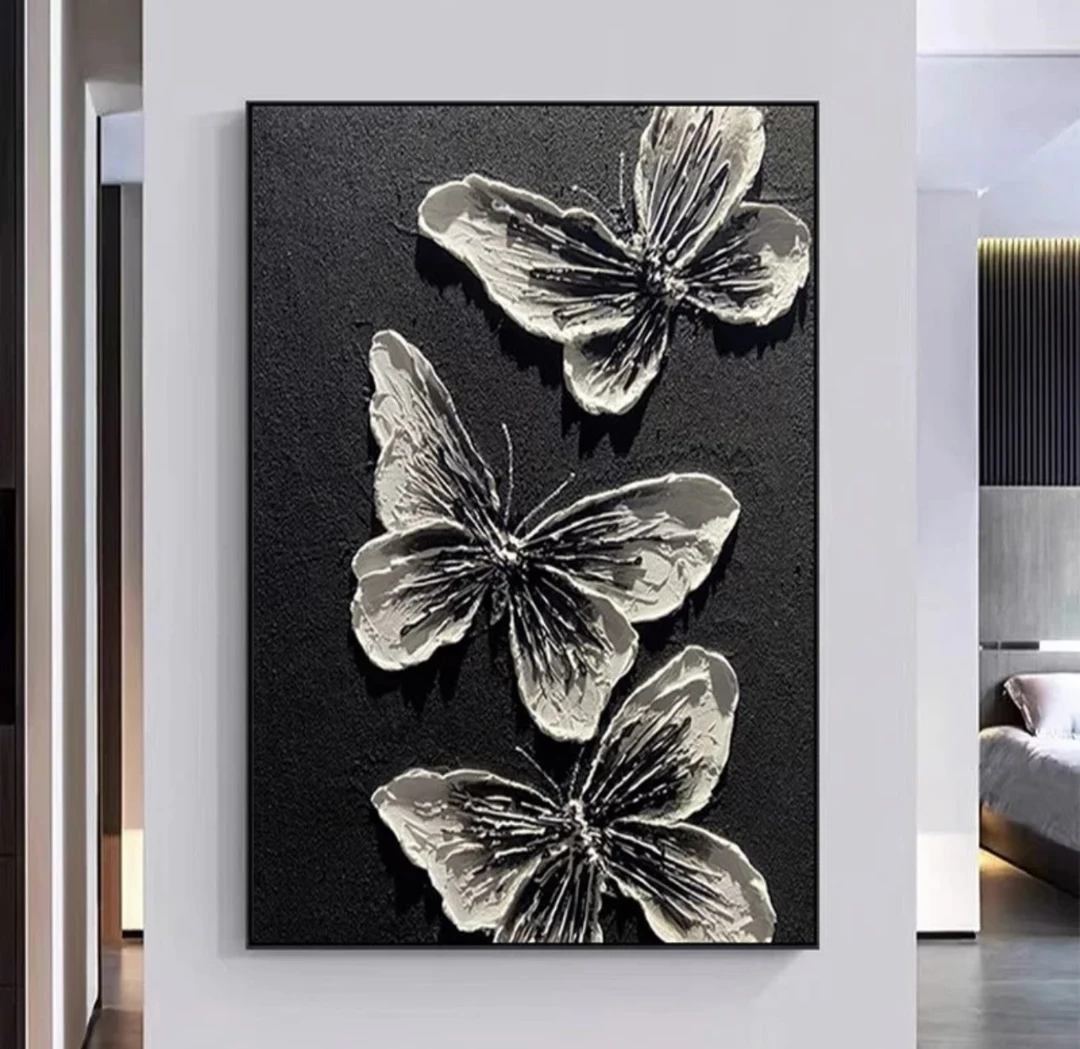 蝴蝶轻奢风现代简约北欧餐厅装饰画客厅走廊实物手工