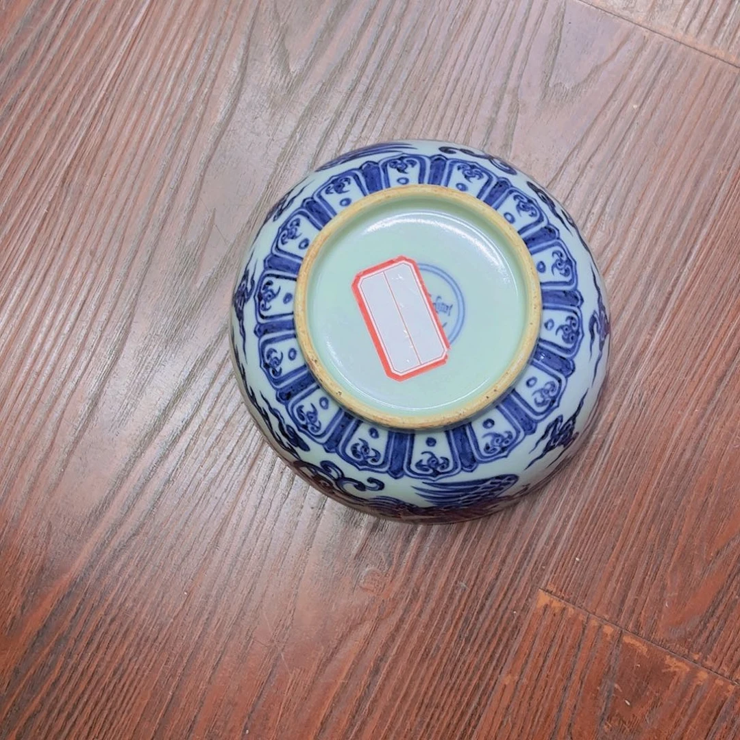 摆件青花凤凰大碗瑕疵