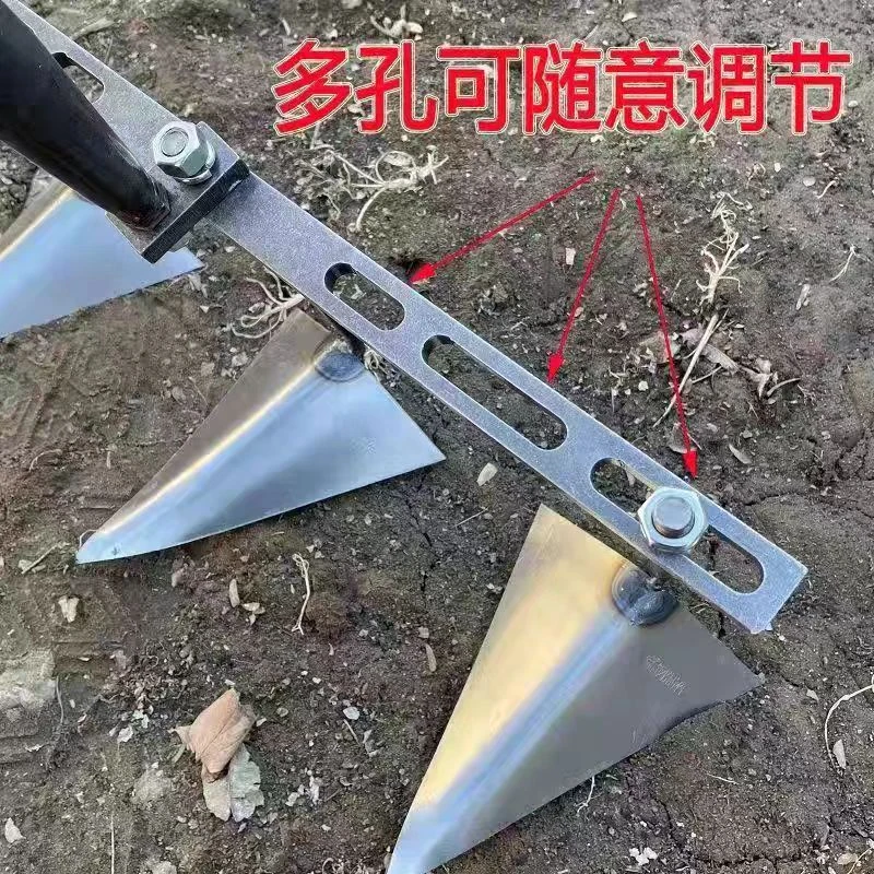 锰钢可调节带柄不带柄开沟尖锄手拉梨手工开沟三角翻地起垄松土农