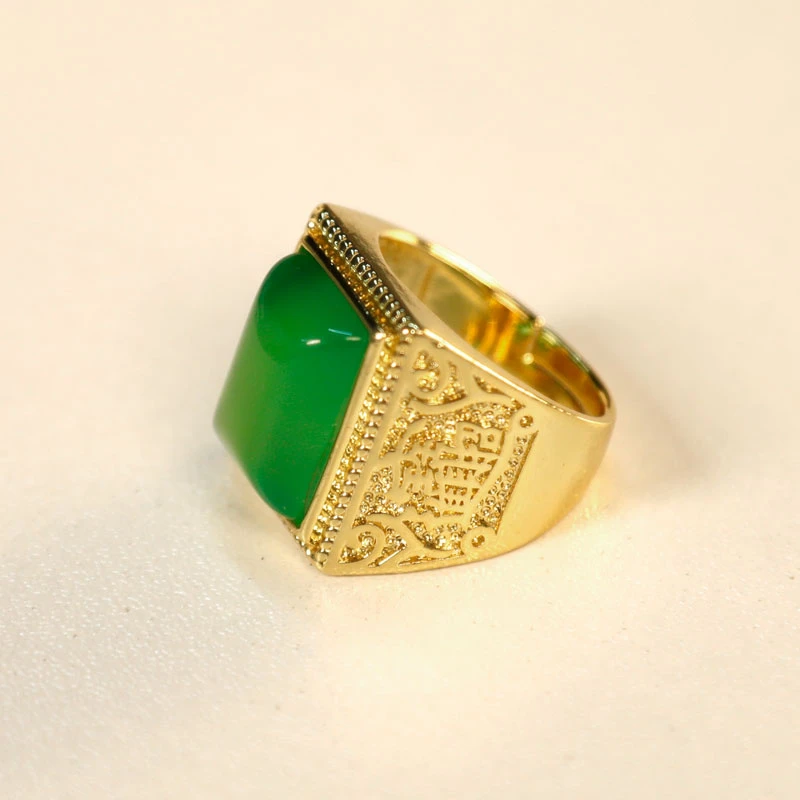 经典典雅气质绿玉髓合金戒指-可调节-赠礼盒证书LJ