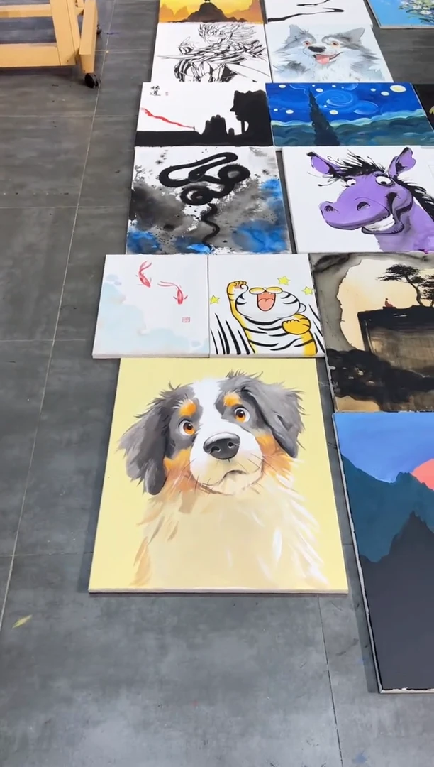 【闪购商品】绘画黄色狗狗加框