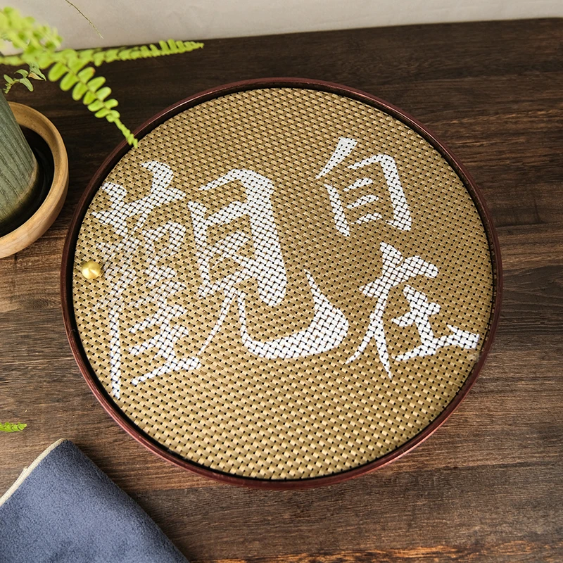 壶尔摩斯《圆月茶盘》304食品级不锈钢盘面古铜纹底盘2000cc大容量