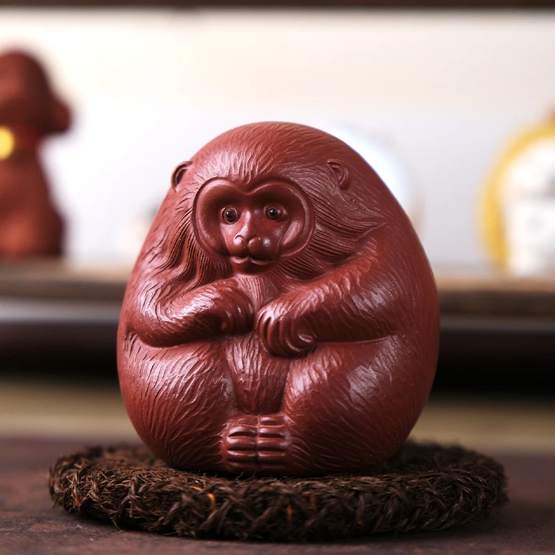 壶尔摩斯品牌灵猴茶宠原矿紫砂全手工朱泥可爱创意家用重量190g