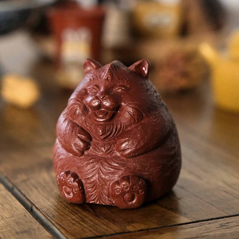 壶尔摩斯《肥猫招财》茶宠刘佳惠作品原矿紫砂全手工可爱动物猫咪