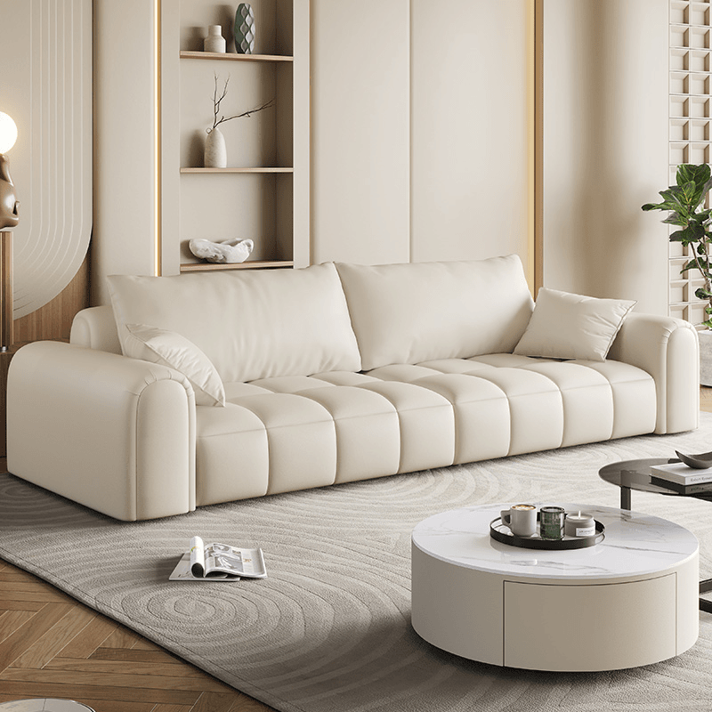 Qinyou/亲友9034意式轻奢头层牛皮沙发现代设计极简直排贵妃两用