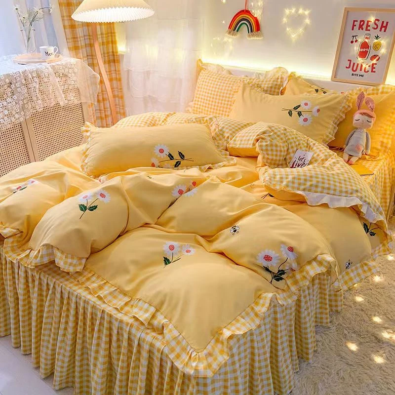 韩版公主风亲肤床裙款四件套加厚磨毛床单款被套四季通用花之床品