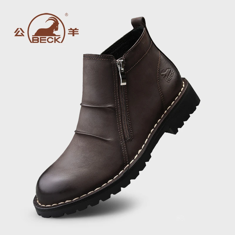 公羊男士马丁靴2025新款春季款真皮英伦风皮鞋男高级感高帮工装鞋