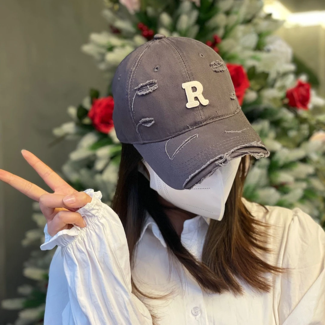 棒球网红女破洞宽帽檐大头围韩版百搭显脸小春夏遮阳鸭舌帽户外帽