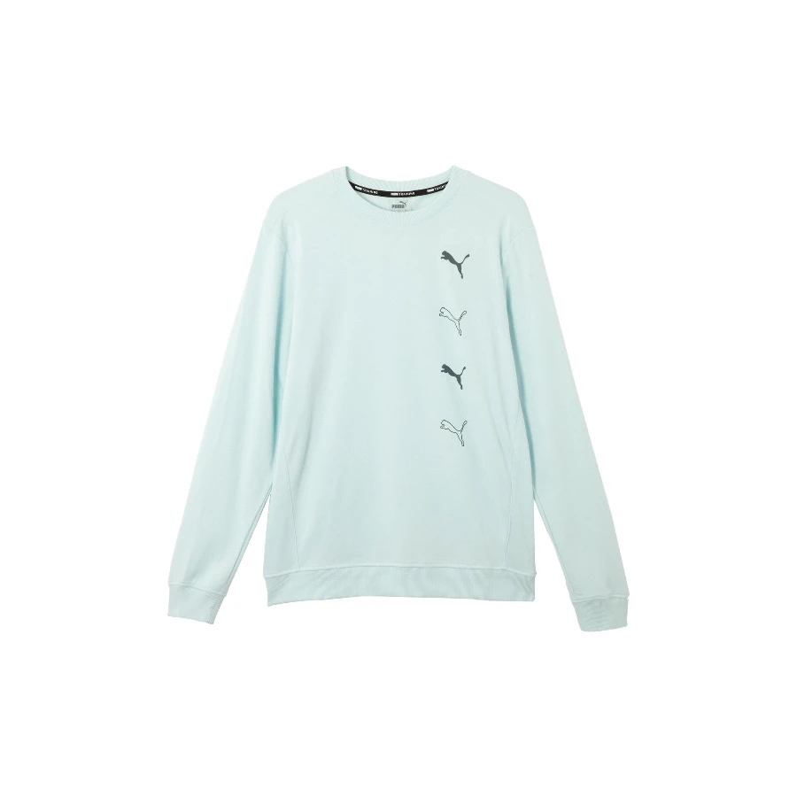 （奥莱）PUMA彪马 logo印花男款圆领蓝色长袖套头卫衣52183820