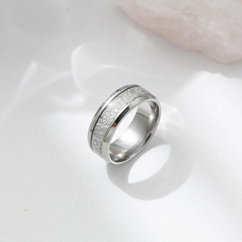 钛钢戒指 简约时尚百搭雾凇钛钢戒指个性ins不掉色指环