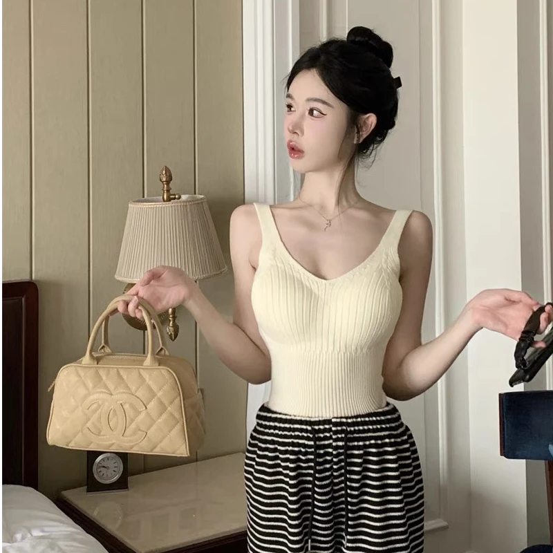 针织宽肩背心2024新款女秋冬季无袖打底毛衣内搭叠穿上衣外穿显瘦