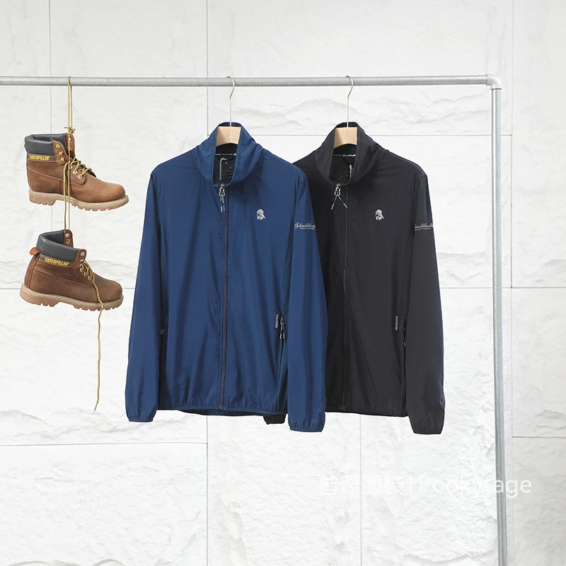 德单重工 户外秋季男装轻薄透气防水速干口袋高端立领夹克外套