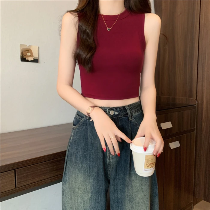 2025夏季新款网红内搭无袖t恤修身显瘦短款吊带小背心外穿上衣ins