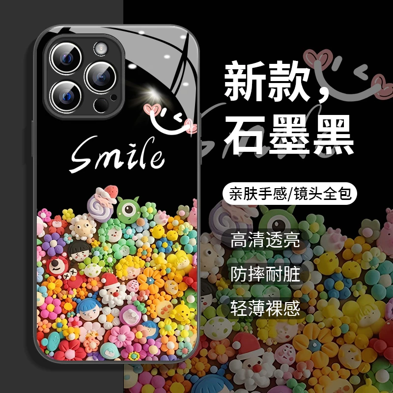 微笑黏土苹果13/12华为vivo/oppo女iphone14Promax新款创意手机壳