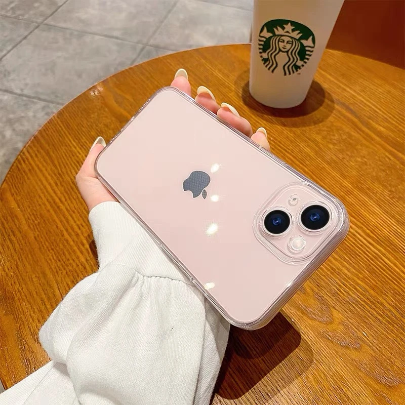 适用苹果/华为/OPPO/VIVO/小米D 简约透明直边软壳硅胶防摔手机壳