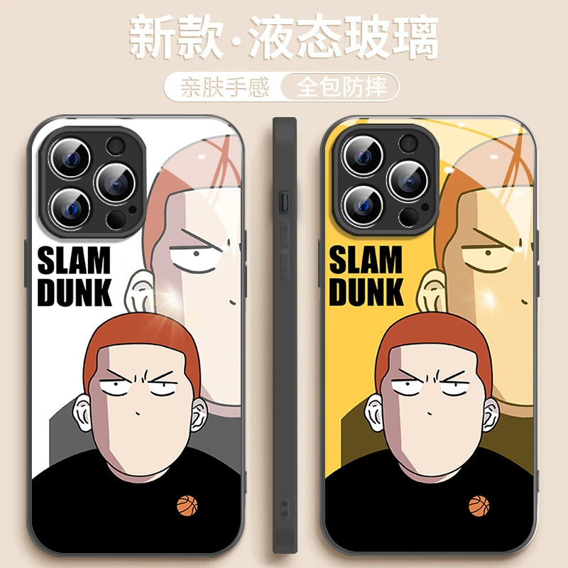 适用苹果/华为/荣耀/oppo/vivo灌篮樱木花道液态玻璃创意手机壳