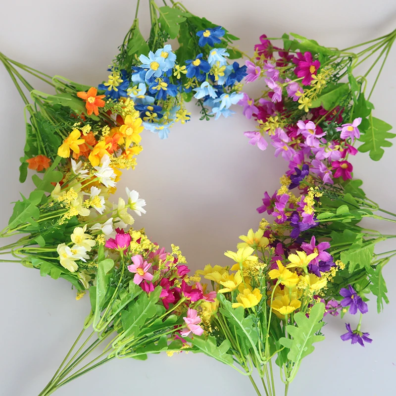 单支假花仿真花束塑料花跳兰菊小把束布艺装饰花插花卉干花绢布花