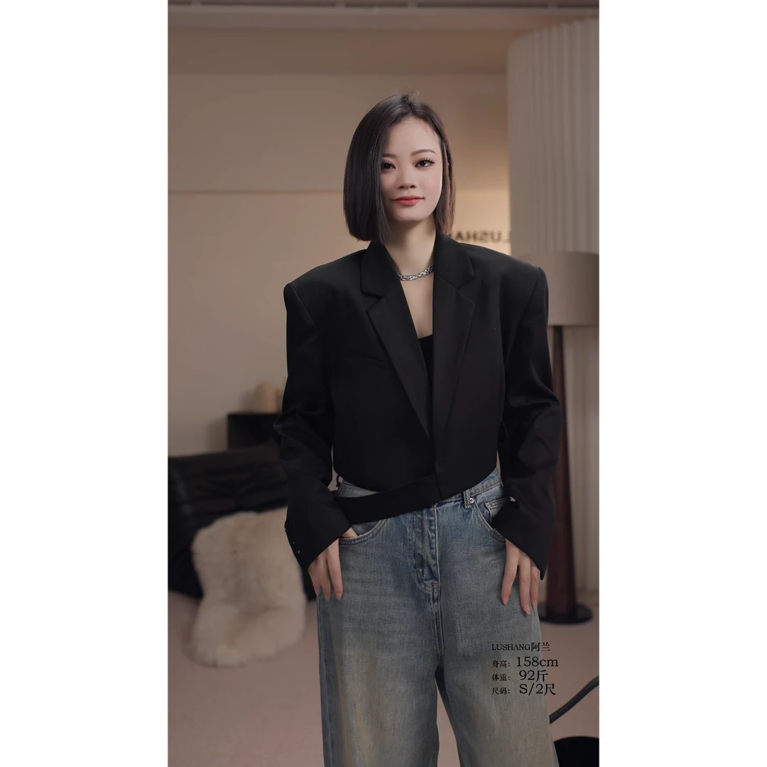 LUSHANG设计师绑带西装1982