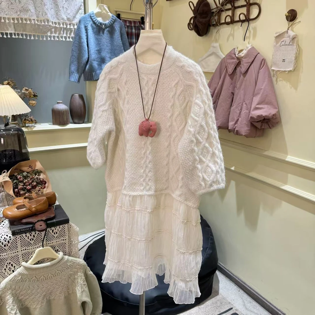 【XA243036】秋冬季新款毛衣连衣裙儿童装韩版圆领童女孩长袖连衣裙