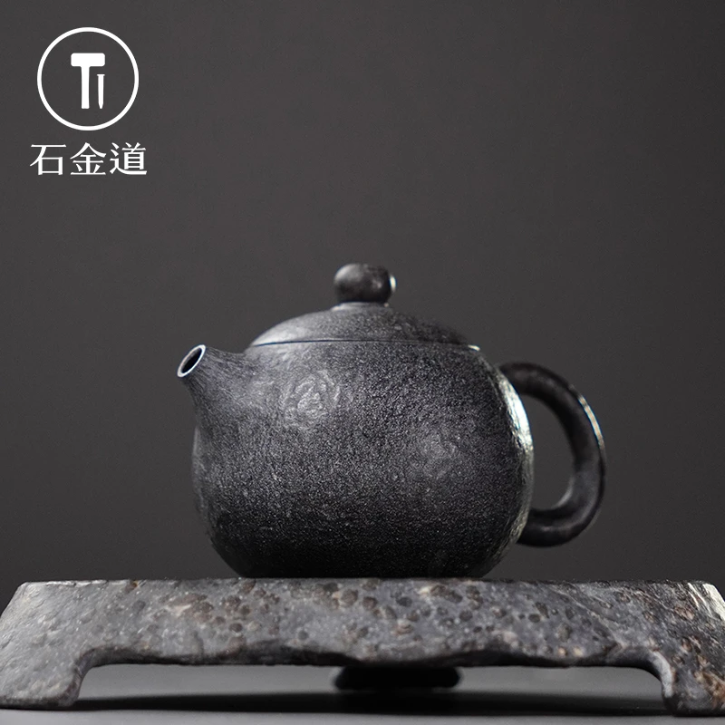石金道《茶人系列》之（薄胎款-西施壶）冰碛岩茶壶打造泡茶专用石壶