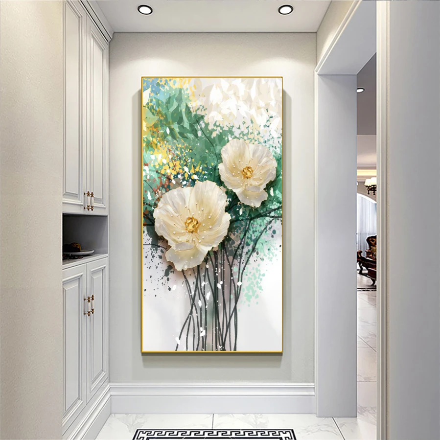 升级款-富贵吉祥现代中式风晶瓷画装饰画玄关走廊挂画轻奢入户