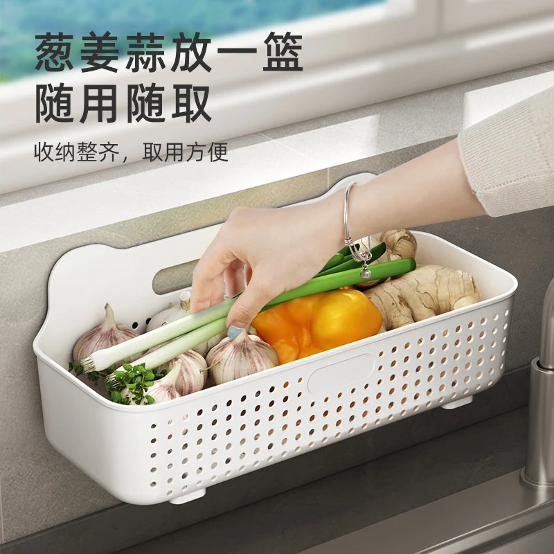 姜蒜收纳盒简创意收纳壁挂式厨房生姜大蒜筐亚克力收纳篮置物