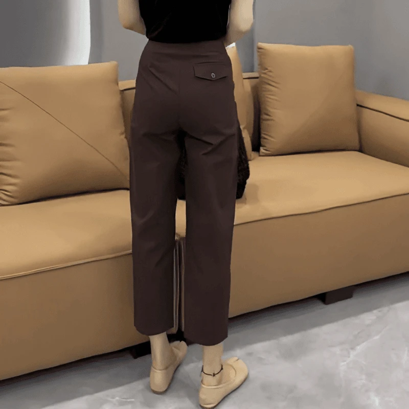 2025秋季新款梨形身材显瘦大码休闲裤女八分直筒哈伦裤高腰职业裤