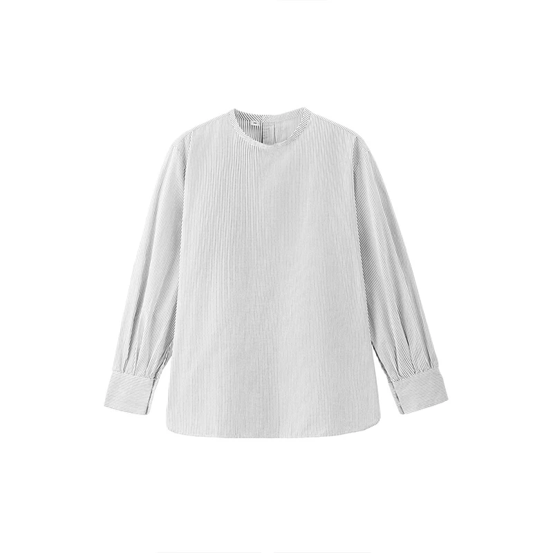无印良品 MUJI 女式水洗平纹立领长袖罩衫 气质秋款新品雅丹风