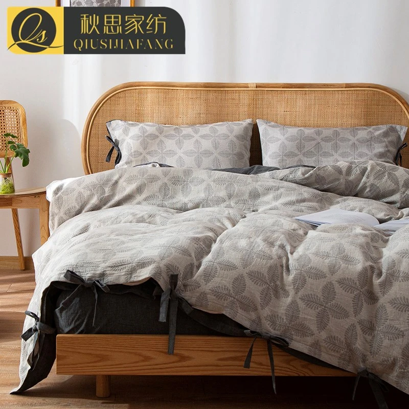 全棉双层纱四件套60支提花高端床品床单款三件套家纺床上用品