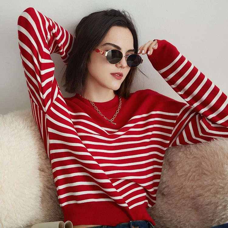 【馨意好物】条纹针织毛衣女2025春季新款气质减龄气质百搭外穿上衣