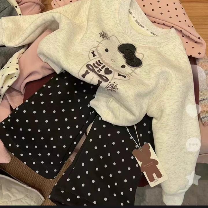 【加绒加厚】儿童洋气哈喽kitty猫卫衣圆领冬款女童休闲套装
