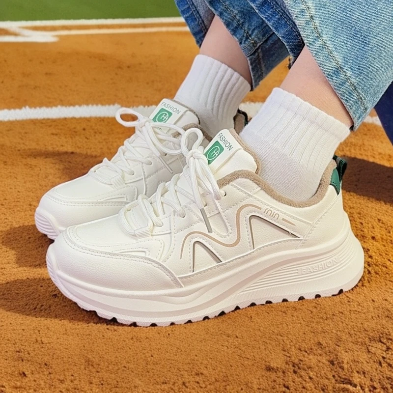 老爹鞋女单鞋2025秋冬保暖加绒女鞋运动鞋平底百搭学生妈妈鞋子女