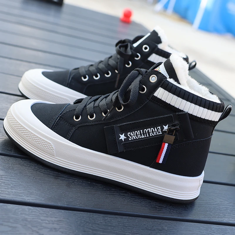 平底鞋子女生冬季加绒保暖棉鞋百搭学生休闲运动高帮鞋子