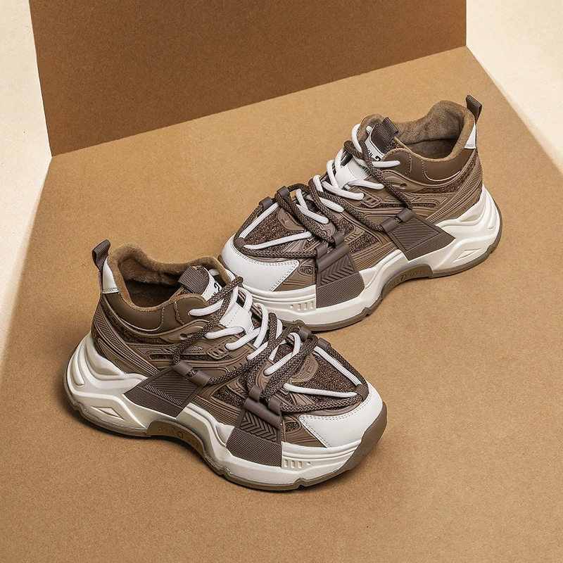 【德赛】2023爆款厚底增高软底运动百搭气质时尚女士休闲老爹鞋