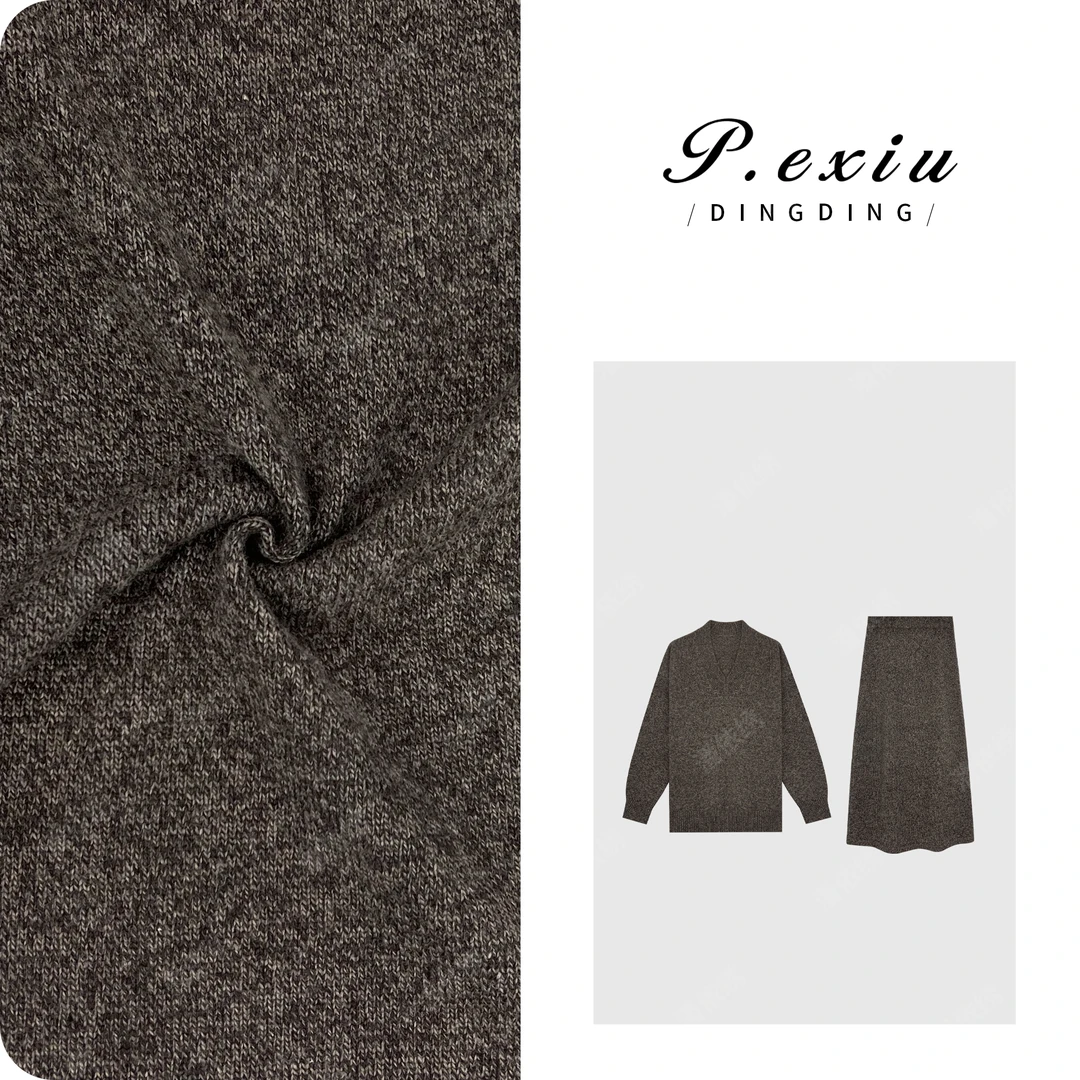 PanYiXiu/潘依绣羊-毛花纱慵懒风V领针织毛衣半身裙套装ZZ0716