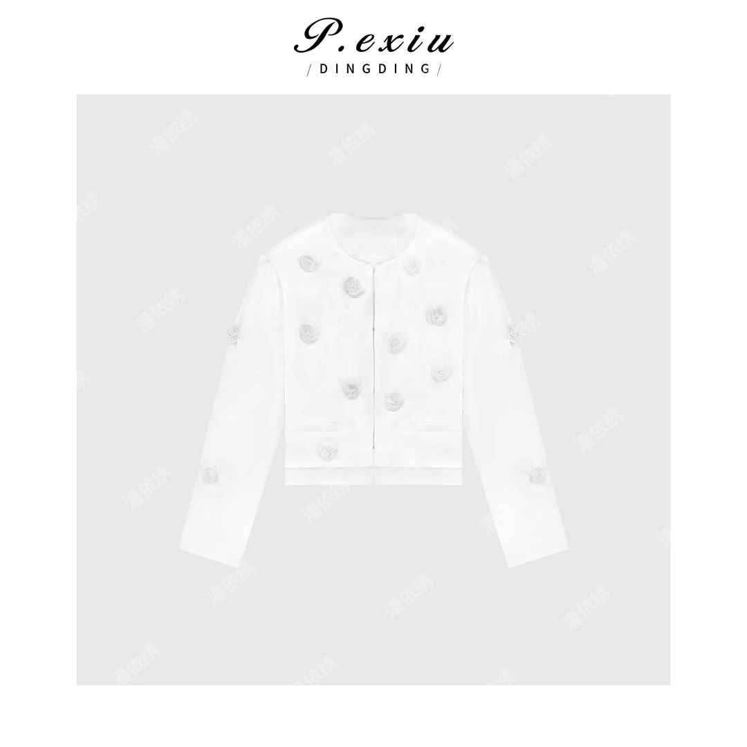 PanYiXiu/潘依绣高级感洋气白色小香风新款时尚圆领外套W9837
