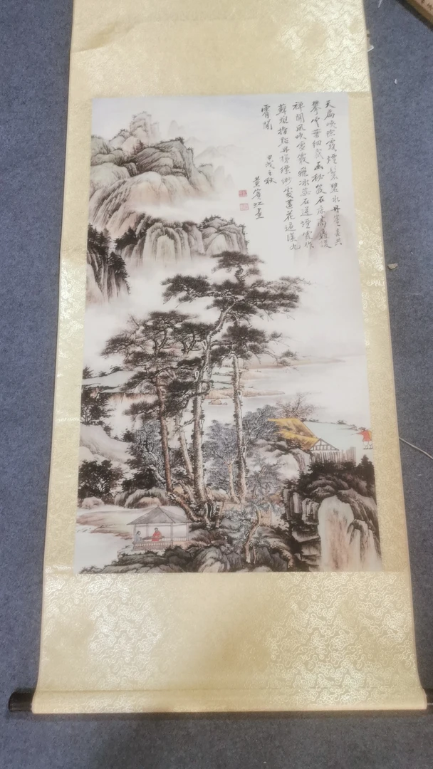 【精品复仿】《溪山高逸》艺术微喷复刻装裱玄关装饰画