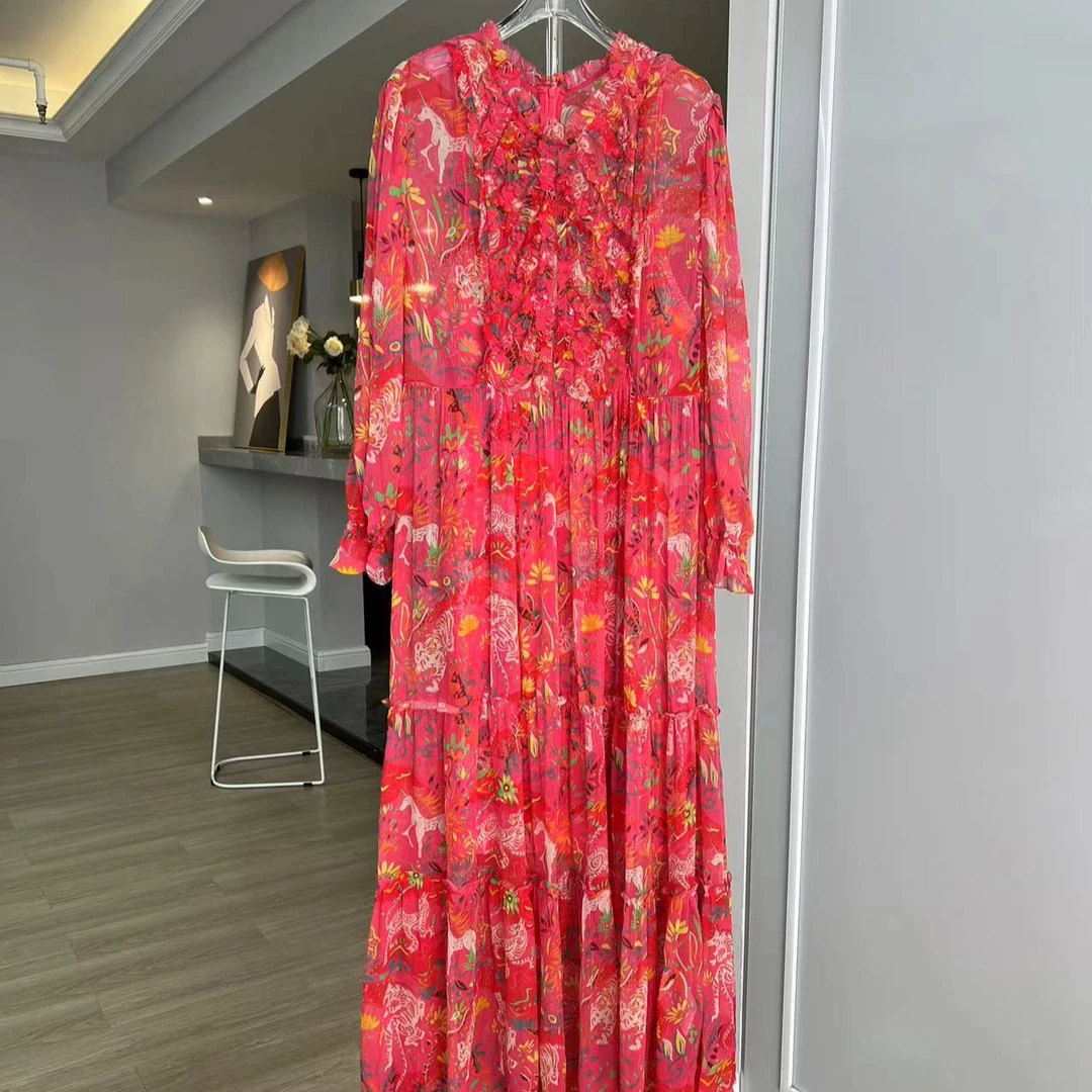 简约气质时尚百搭碎花长款女装连衣裙66796-P