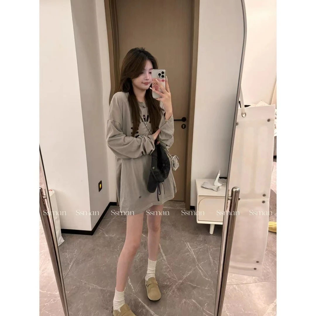 Ssman【度假日记】夏季显瘦休闲时尚小众慵懒宽松长袖T恤