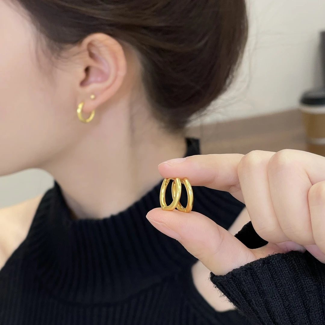 W515金色耳扣四件套百搭小众复古百搭