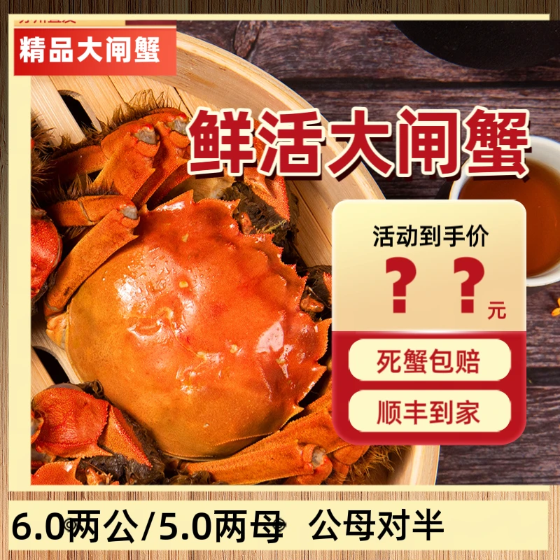 【活蟹】苏州精品大闸蟹6.0公现货现发 多送两只 新鲜饱满*8只