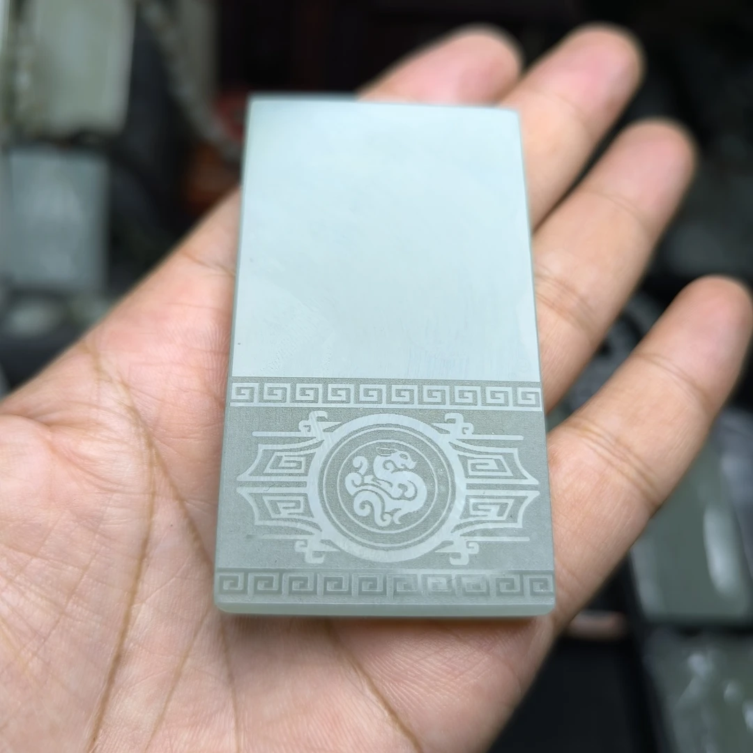 和田玉且末蓝龙行天下平安无事牌山料平安牌