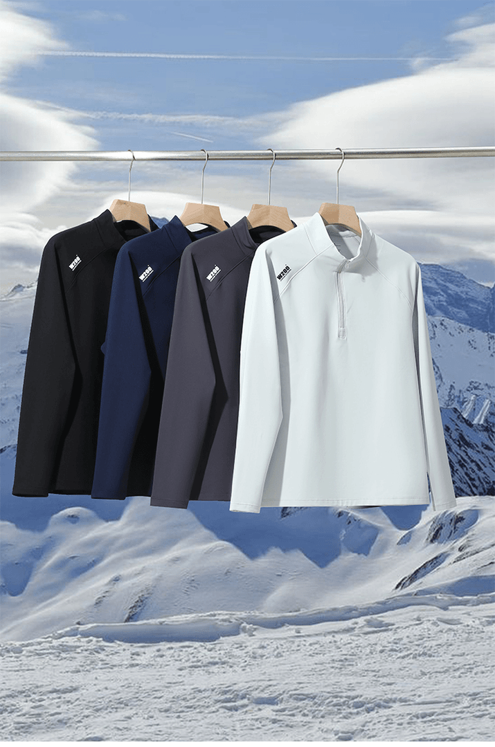 秋冬男半拉链长袖弹力运动打底衫保暖立领抓绒衣速干户外套头-吉