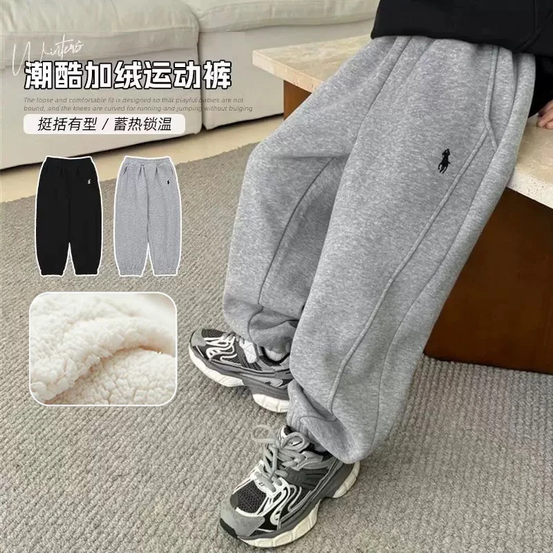 儿童加绒裤子2025秋冬新款男童宽松运动裤中大童男孩加厚休闲卫裤