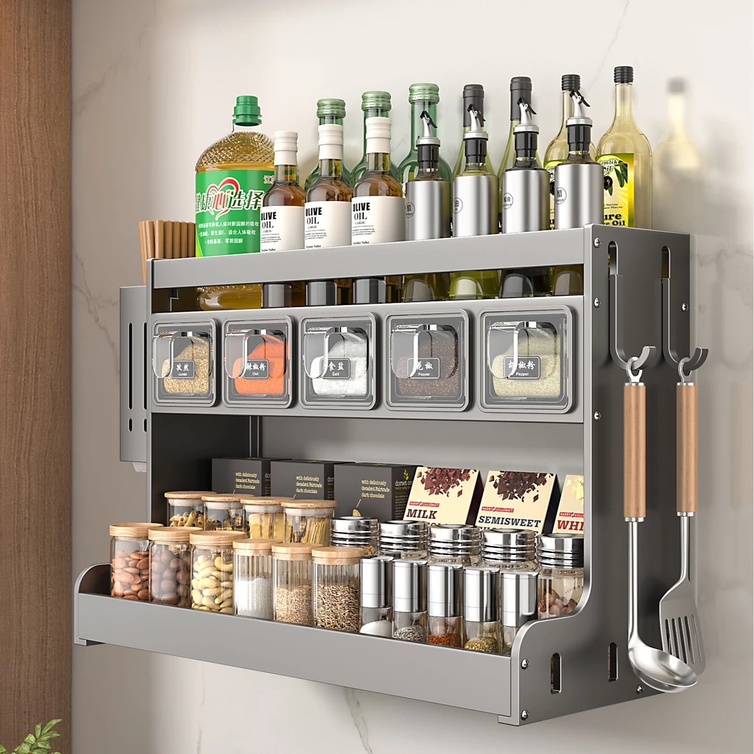 厨房置物架免打孔多功能家用台面式调味料筷子刀架用品大全收纳架