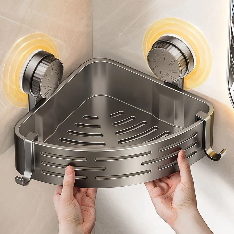 加高吸盘三角置物架卫生间浴室用品收纳架免打孔转角架壁挂卫浴架
