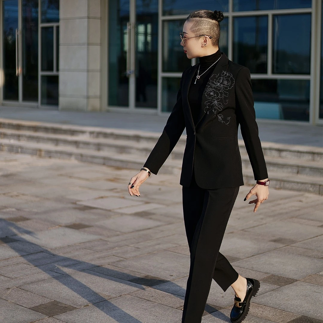 Falaibang/法莱邦【丽爷】518-80春夏款黑色小脚裤西装套装