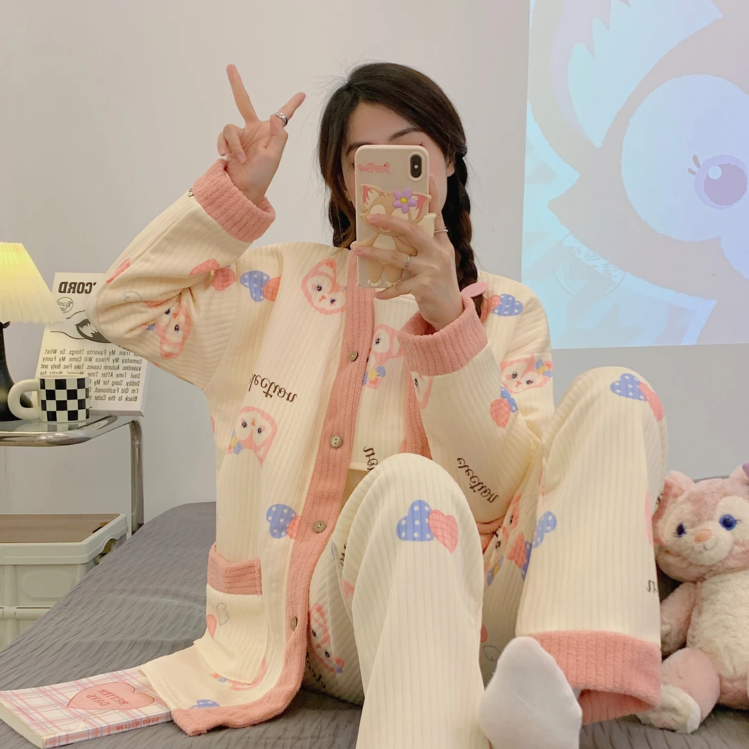【秋冬-三件套空气棉】孕妇睡衣春秋月子服10-12月产妇保暖喂奶套装