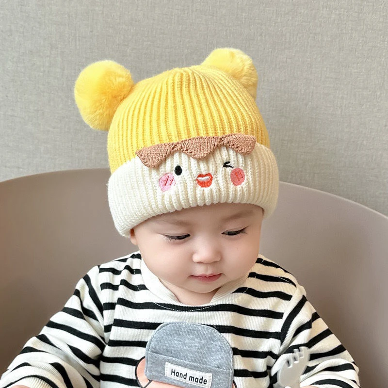 婴儿帽子秋冬可爱宝宝毛线帽冬季男女童针织帽婴幼儿保暖帽子儿童